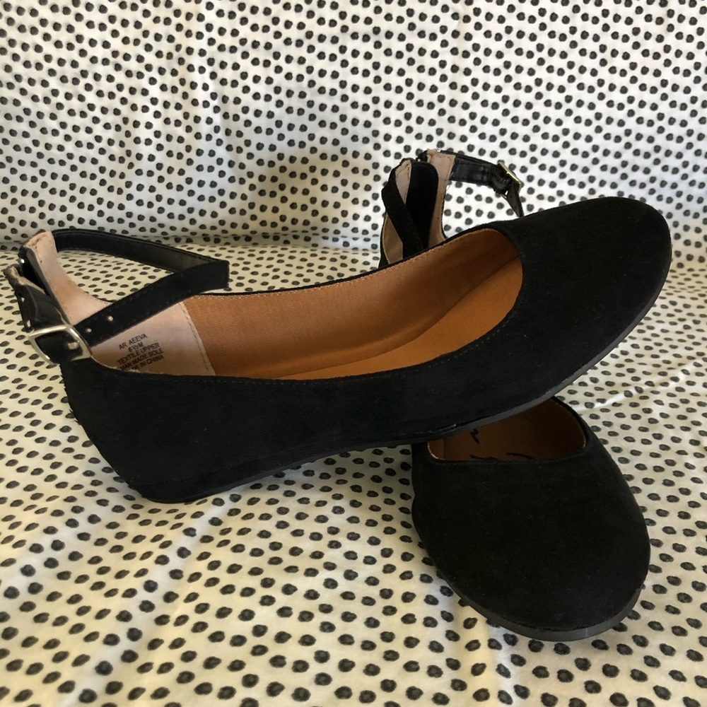 Black flats with ankle strap